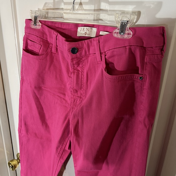 Jen7 by 7 for all mankind sz 12 Hot Pink Cropped Skinny Jeans Denim POSH49 - Picture 8 of 14